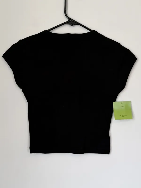 NWT Black/White Charli XCX BRAT Baby Tee - Image 3