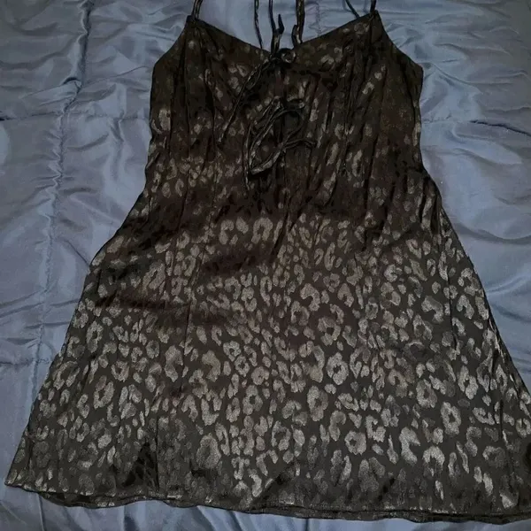 Free people intimately silky Bow-Dacious Mini Slip Dress animal leopard print go - Image 10
