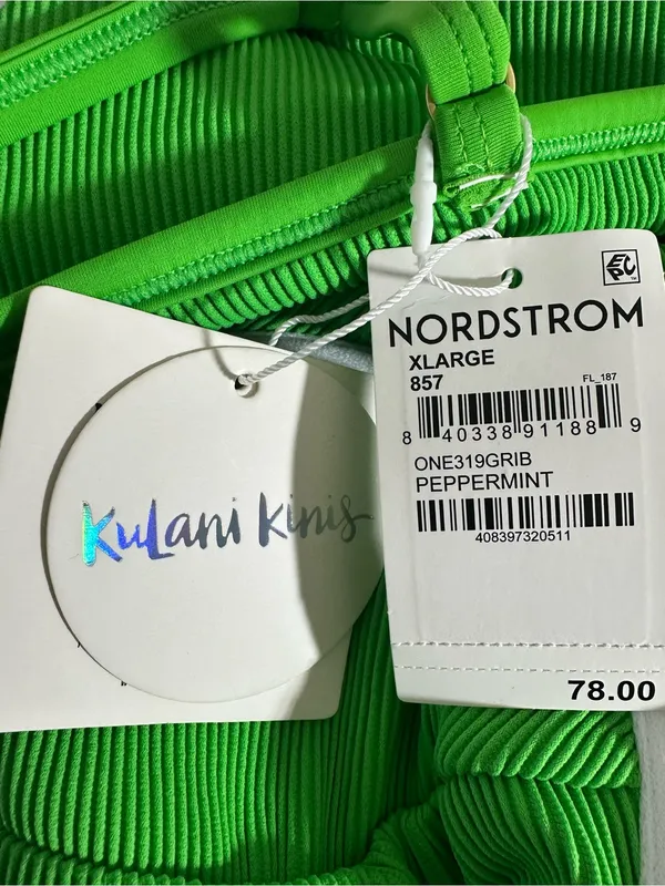 Kulani Kinis Neon Green Ribbed One piece Swimsuit Size XL NWT - Image 5