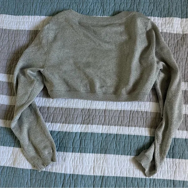 Express Vintage Y2K Silver Gray Bolero Top Cover Up S Crop - Image 6