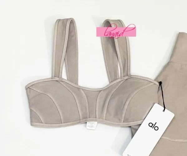 BUNDLE Alo Washed Alosoft Sunray Bra & High-Waist Legging Grey Sky Wash SET XS - Image 11