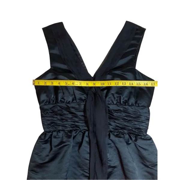 Castle Starr Elegant Black Silk V-Neck Mini Little Black Dress Size 6 EUC - Image 7