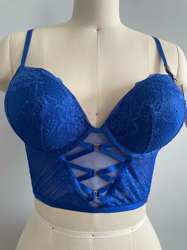Victorias Secret Very Sexy Bombshell Strappy Fishnet Lace Push-Up Corset Top 34B - Image 3