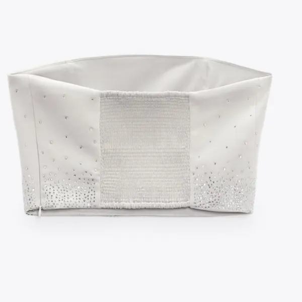 Zara SALE ‼️ NWT RHINESTONE SATIN EFFECT STRAPLESS TOP - Image 8