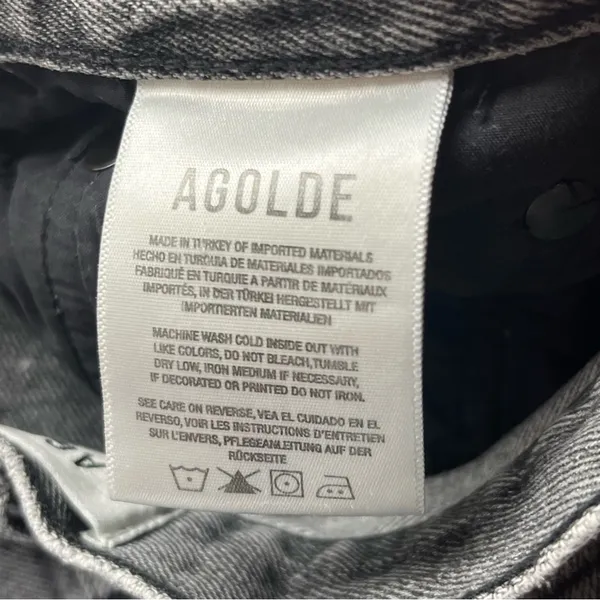 Agolde 90’s Crop Faded Black Trip Dark Grey Gray High Rise‎ Loose 24 Denim Jean - Image 3