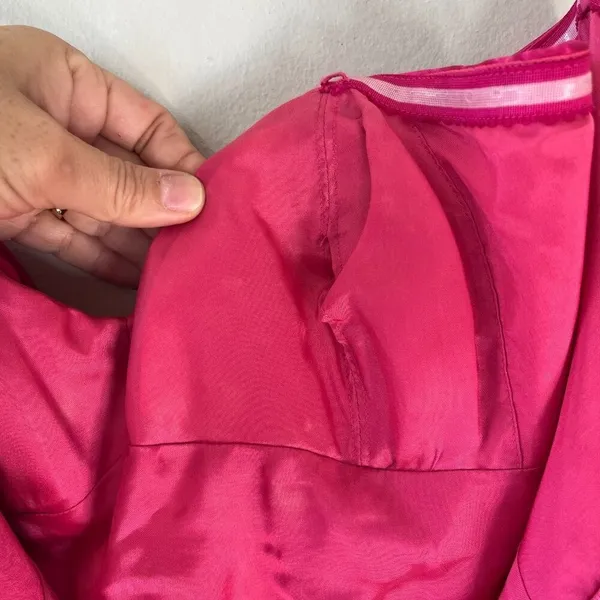 Nicole Miller Sz 8 Hot Pink Strapless Satin Cocktail Midi Lined Dress Back Zip - Image 10