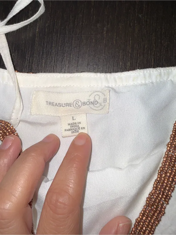 Treasure & Bond Peplum Cami with Brown Trim Babydoll Cotten Top - Image 7