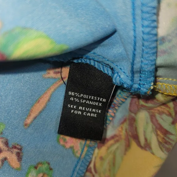 Coco Bianco Floral Open Back Sleeveless Blouse Top Blue Yellow Size L Tropical - Image 4
