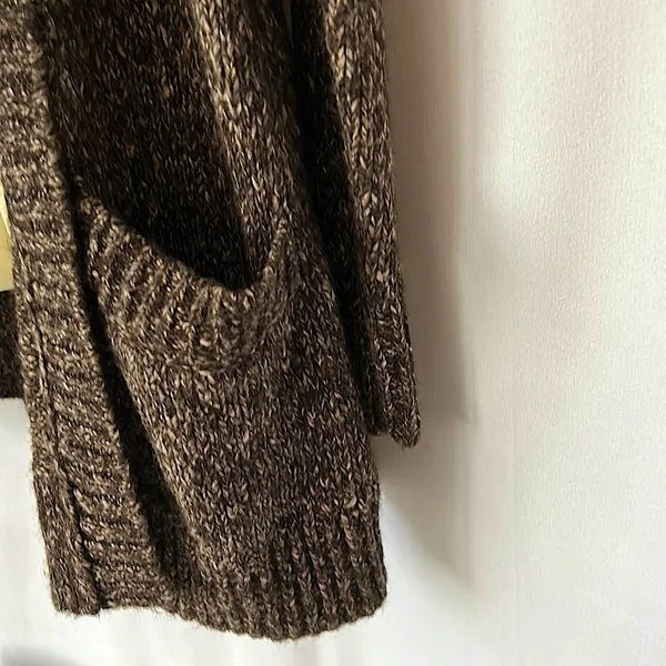 Michael Kors NWT Brown Long Sleeve Fur Trimmed Collar Cardigan Sweater **Sz S** - Image 4
