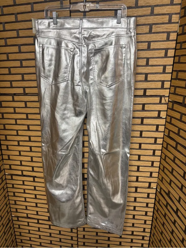 Abercrombie & fitch silver metallic the 90’s relaxed high rise pants size 14/32L - Image 2