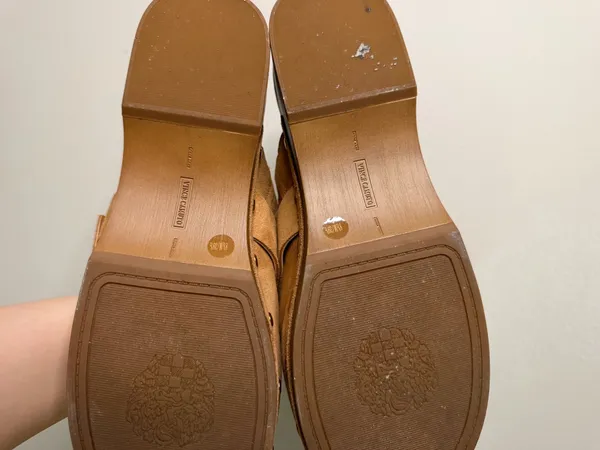 Vince Camuto Women’s Tan Suede Clog Mule with Gold Buckle - Image 5