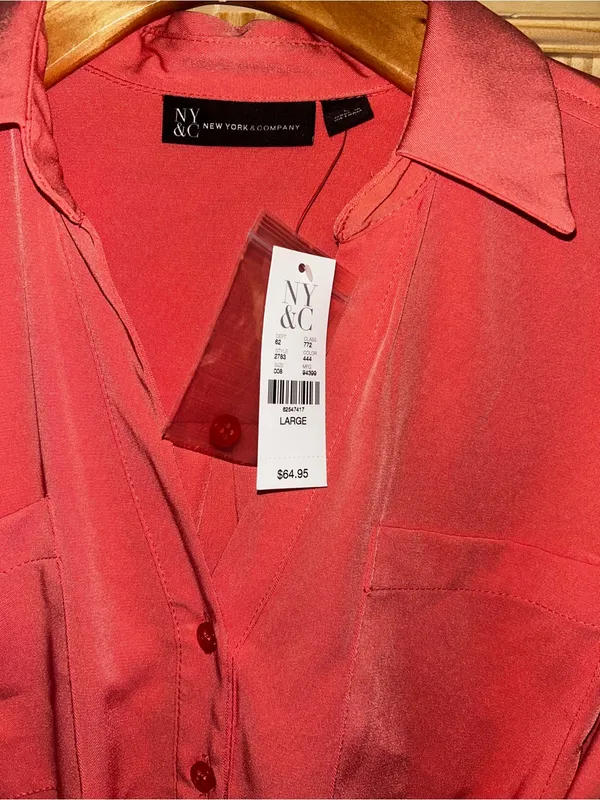 New York & Company Coral Tie-Waist Midi Shirt Dress - Image 2