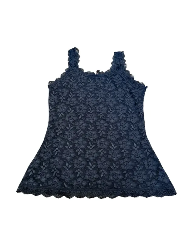 Black Fuchsia x Secret Lace Semi Sheer Floral Cami Fitted Top Coquette Feminine - Image 3