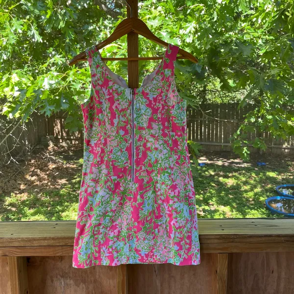 Lilly Pulitzer Cathy Shift Dress Pink Flamingo Southern Charm Print Size 2 - Image 4