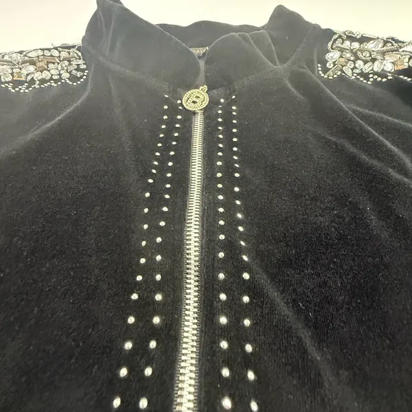 BCBGMAXAZRIA Embellished Velour Tracksuit Set Jacket & Pants Black 3X - Image 10
