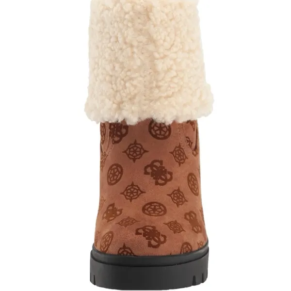 NEW GUESS Women's Tabloid Fashion Boot SZ-9.5 Brown White Faux Fur Lined - Image 3