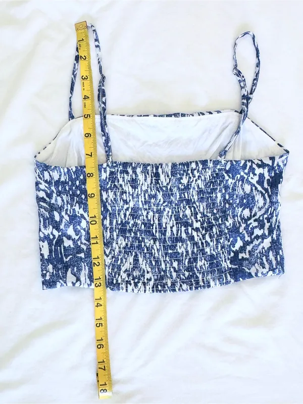 Abercrombie & Fitch Crinkle Textured Squareneck Cropped Tank - Blue Floral - XS - Image 10