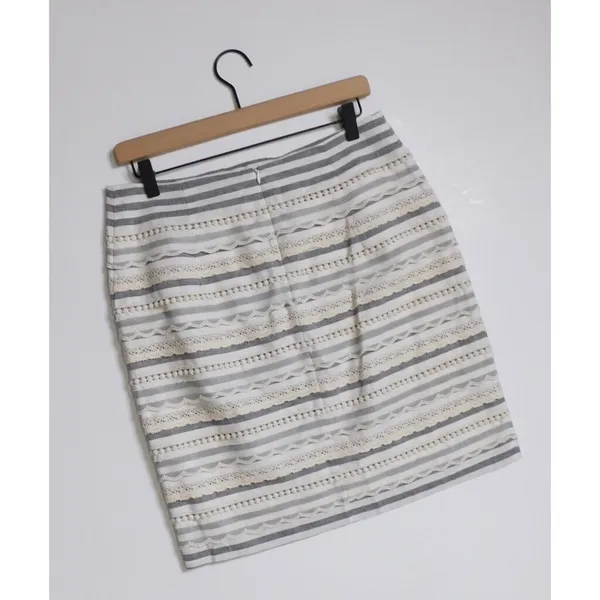 Anthropologie TABITHA Sailing Lace Pencil Skirt Striped Crochet Lace Scallops 6 - Image 9
