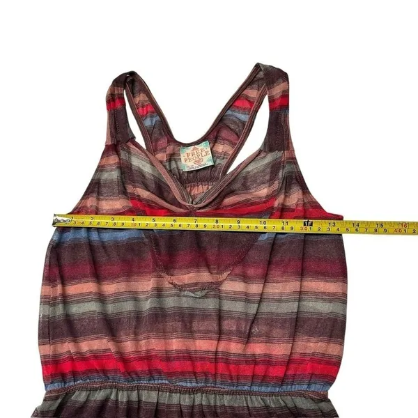 Free People Size XS Baja Stripe Tank Top Maroon Brown Southwestern Boho Vintage - Image 5