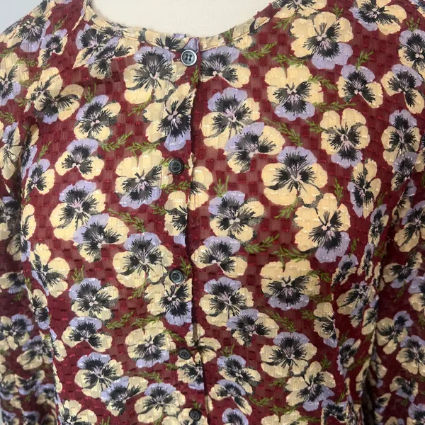 Madewell Side Drawstring Ruffle Hem Top in Viola Floral - Image 3