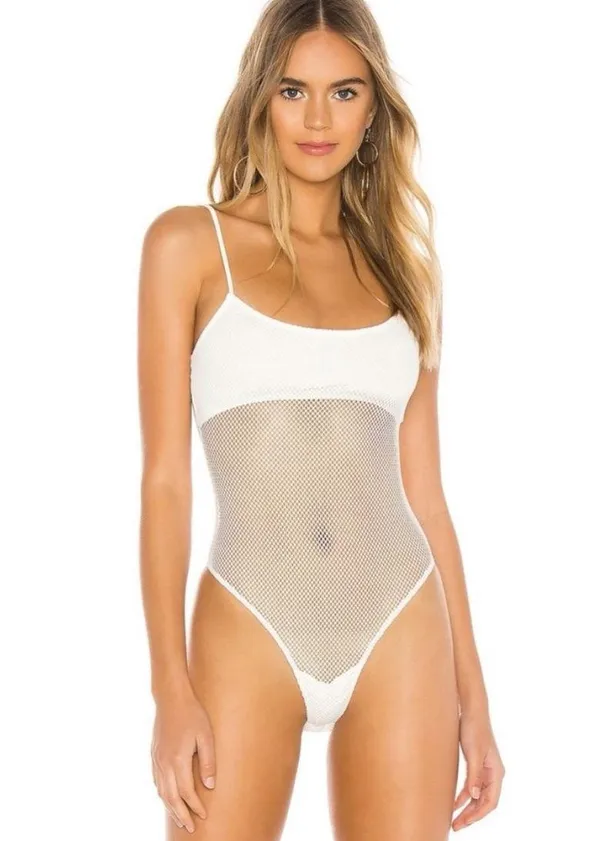 Revolve Janene White Fishnet Body Suit - Image 4
