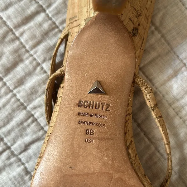 Schutz anthro Evenise strapy 90’s Y2K Kitten Heel Sandals Natural cork size 9 - Image 12