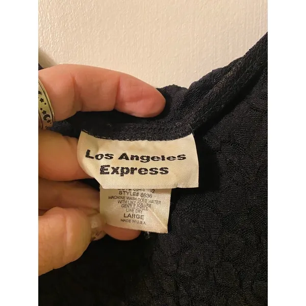 Black Lace tank top sleeveless top LA Express size Large Y2k - Image 2