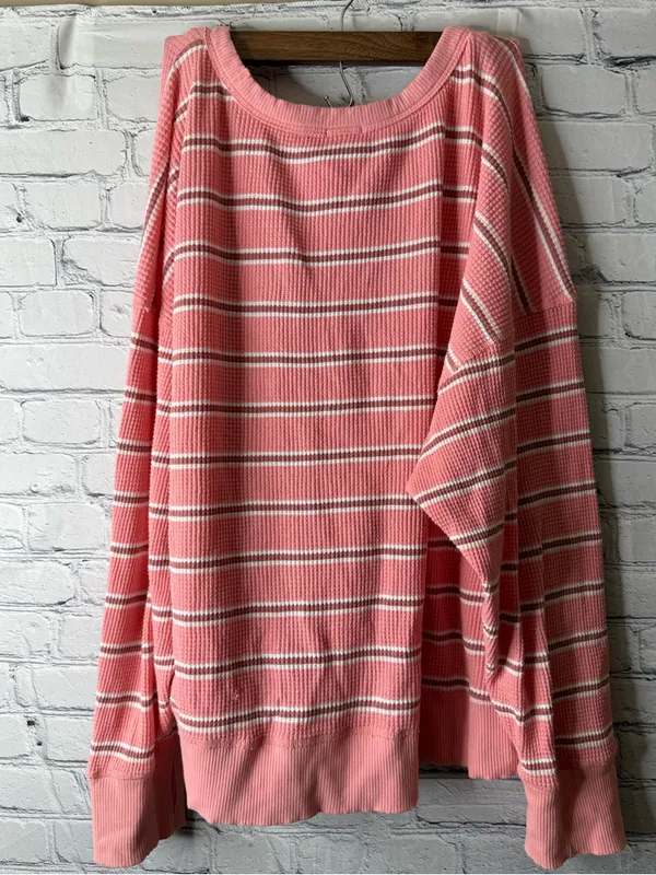 Offline by aerie oversized Striped Pink Waffle Knit Sweater size large - Image 10