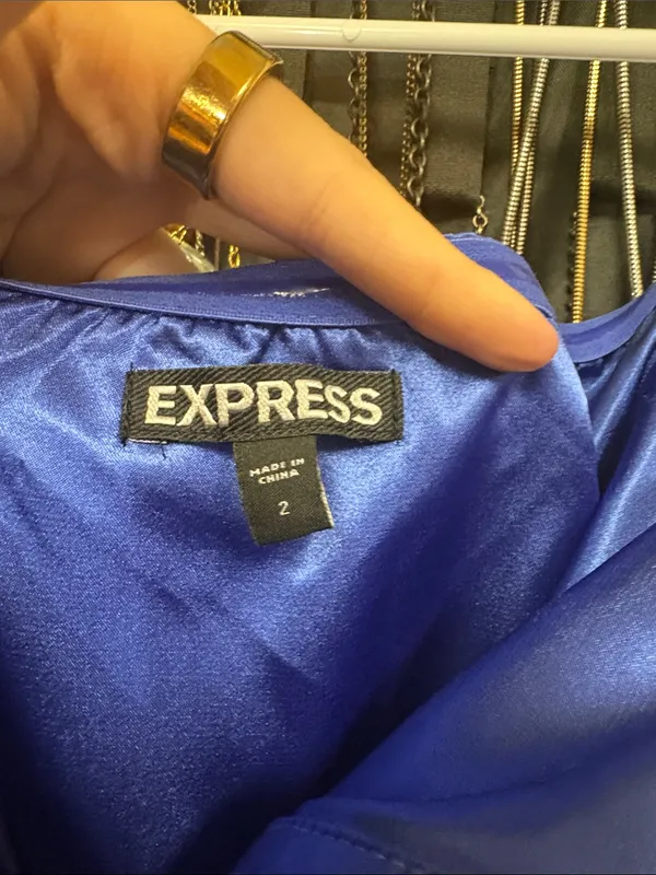 Express Strapless Ruffle Romper in Periwinkle - Image 3