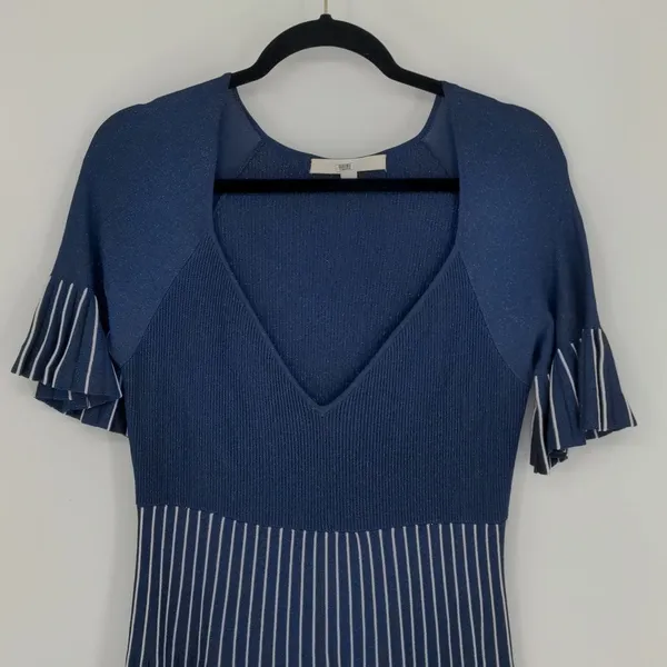 Jonathan Simkhai Women's Pleated Metallic Stretch-Knit A-Line Dress‎ Size Large - Image 2