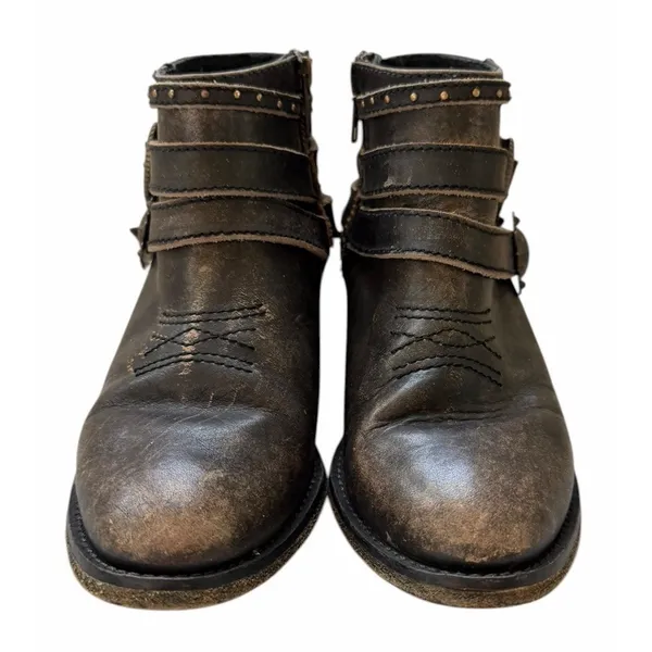 Circle G Distressed Leather Zip Ankle Western Boots Style P5101 Women's Size 7.5 - Image 3