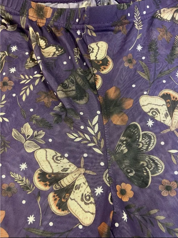 Butterfly Sheer Fairycore Purple Tights Whimsygoth 0XL Goth Grunge Mystical - Image 2