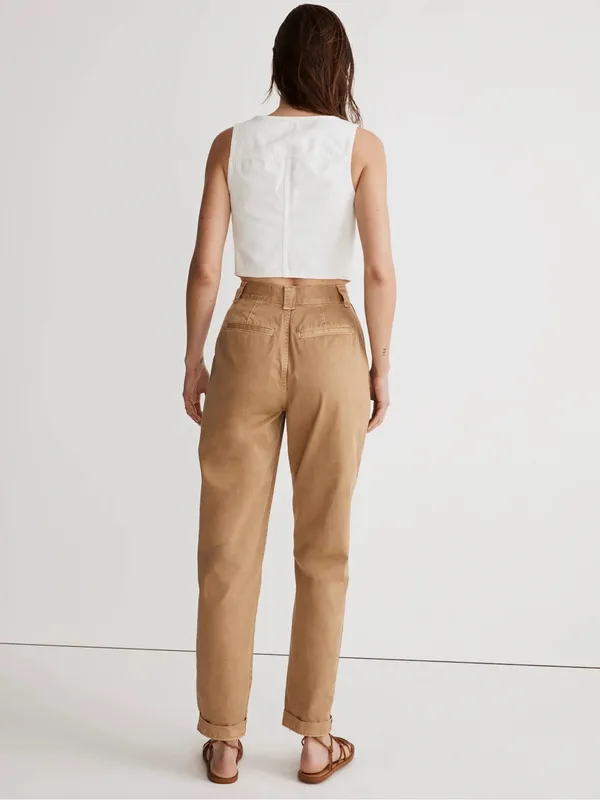 Madewell Garment-Dyed Tapered Chino Pants Seed Khaki Pleated Size 28 - Image 4