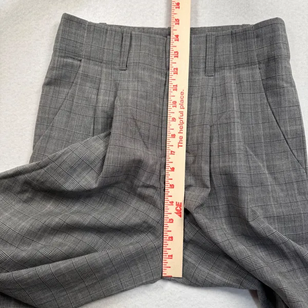Alice + Olivia Wide Leg Pants Womens 4 Gray Glen Plaid High Waist Wool Office - Image 6