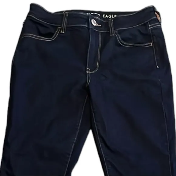 American Eagle AEO Hi Rise Jegging 8 Dark Denim Jeans Super Stretch - Image 4