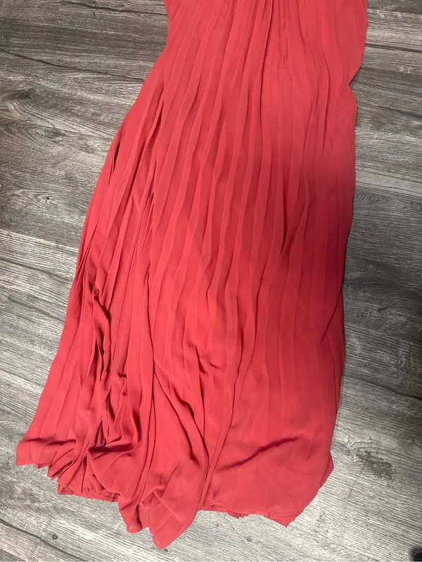 Lulus Coral Lace Halter Pleated Maxi Dress XS - Image 5