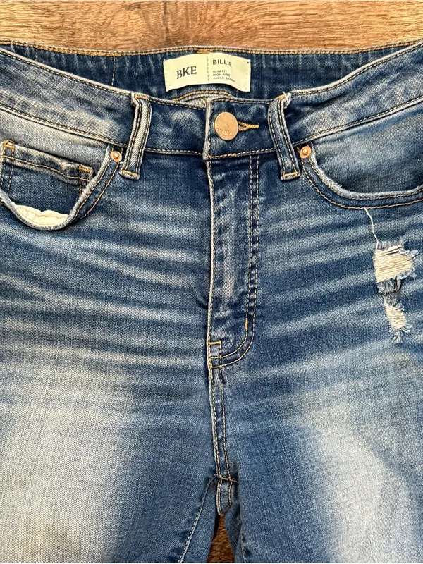 BKE Billie Slim Fit High Rise Ankle Skinny Medium Wash Distressed Jeans 26 - Image 2