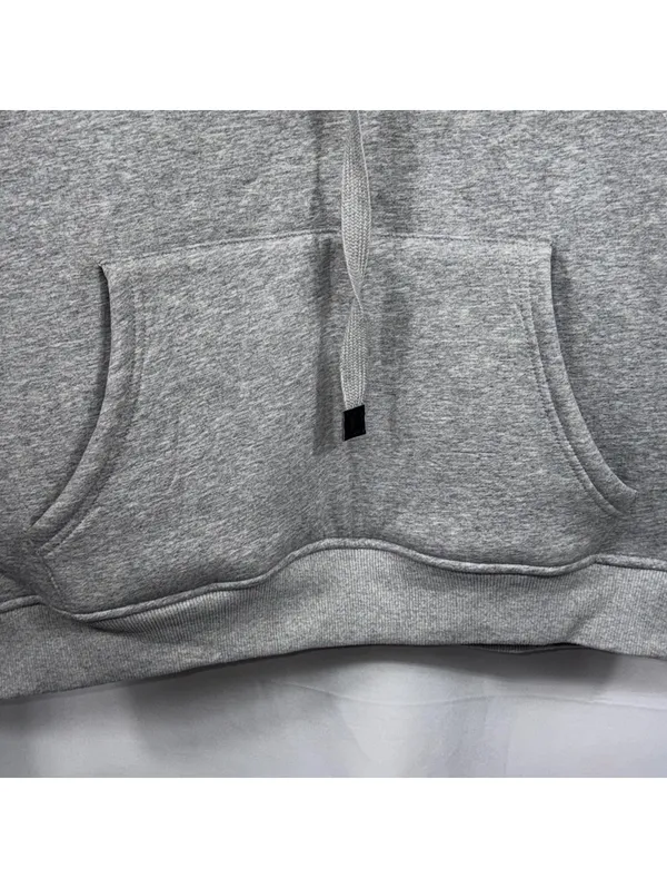 Women’s Gray Sherpa Lined Pullover Hoodie Size M Drawstring Kangaroo Pocket - Image 2