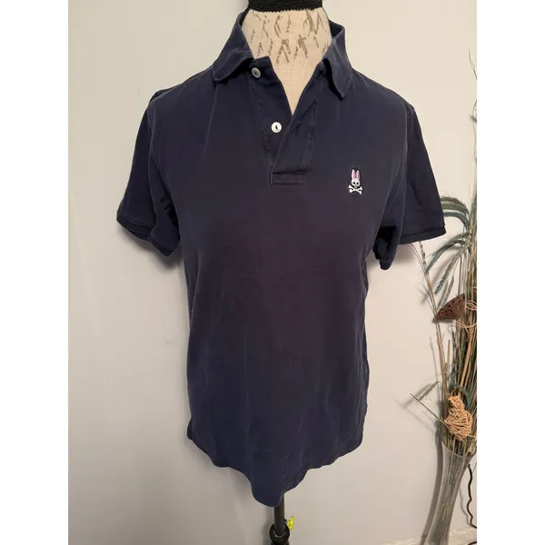 Psycho Bunny Navy Blue Short Sleeve Polo‎ Shirt Womens Size S Embroidered Logo - Image 2
