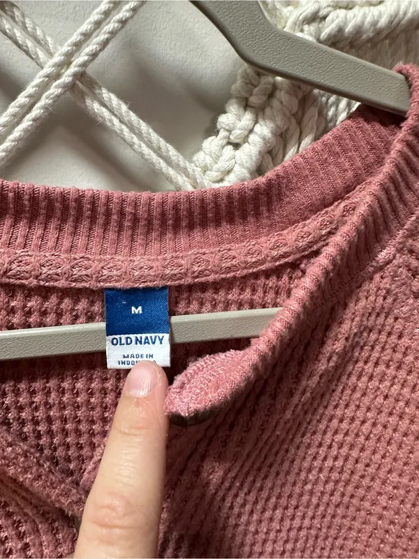 Old Navy Rose Waffle-Knit Henley Sweatshirt - Image 3