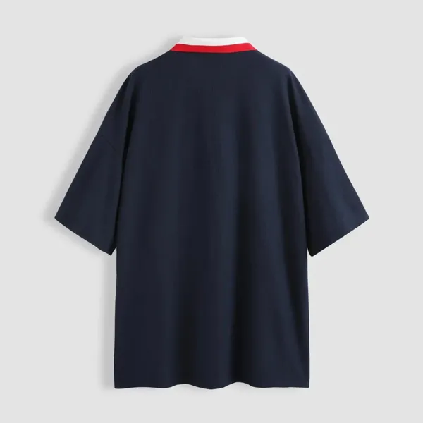 🆕 Cider Oversized Blokecore Patchy Collar Short Sleeve Polo Shirt - Image 4