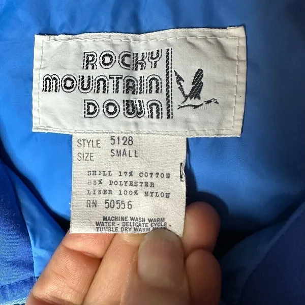Rocky Mountain Down Vintage Goose Down Puffer Vest Blue Small - Image 5