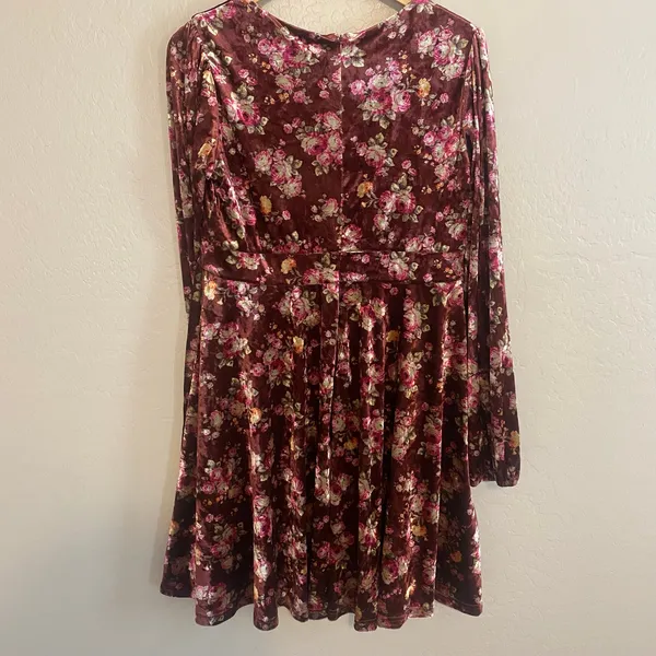 Baltic Born Teri Velvet Short Dress Womens Size XL Wedding Guest Fall Floral - Image 4