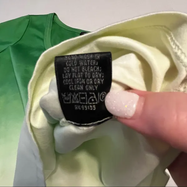 Lafayette 148 New York Womens Size Medium Green Ombre Short Sleeve Shirt‎ *FLAW* - Image 4
