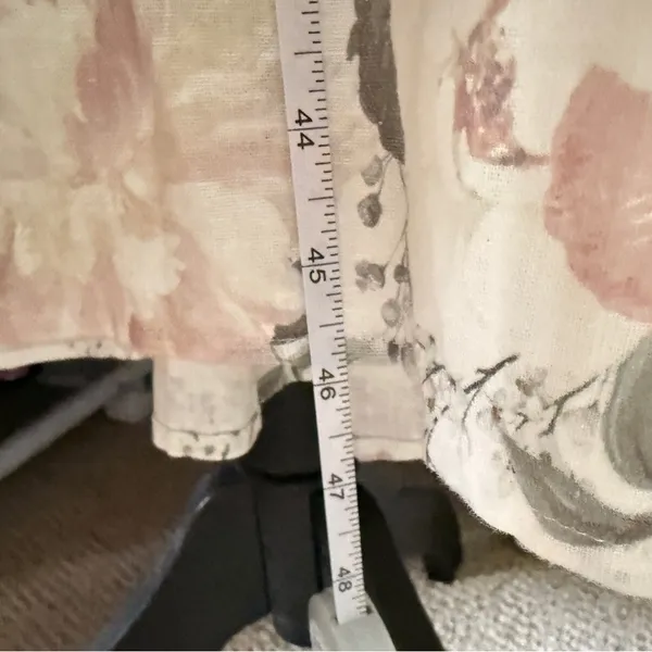 Joie Linen Blend Midi Dress L Ivory Floral Coastal Resort Summer Linen Blend‎ - Image 8