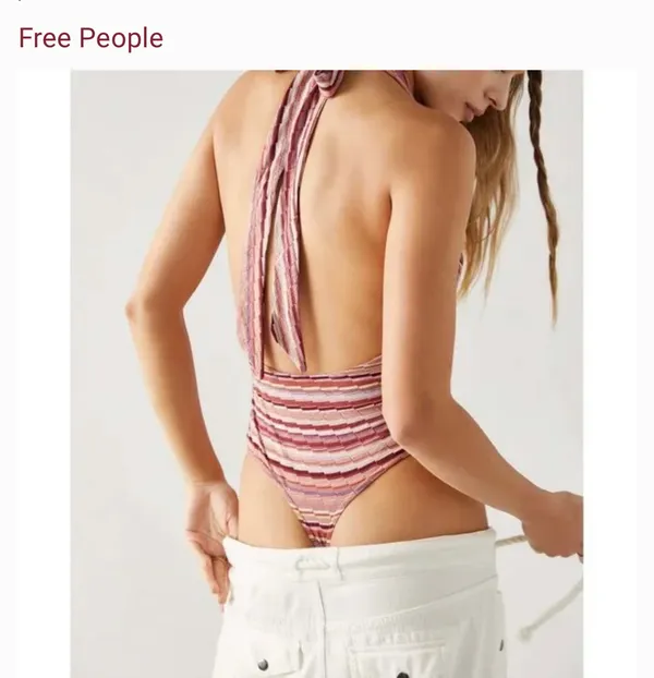 Free People retro babe striped halter bodysuit - Image 4