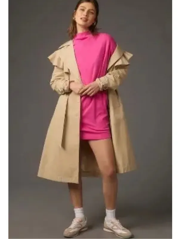 ANTHROPOLOGIE DAILY PRACTICE Long Sleeve Mock Neck Mini Dress Pink - Image 8