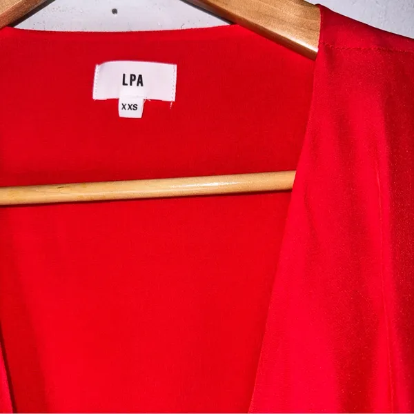 Revolve LPA red wrap crop top - size XXS Silk‎ Blend CP - Image 6