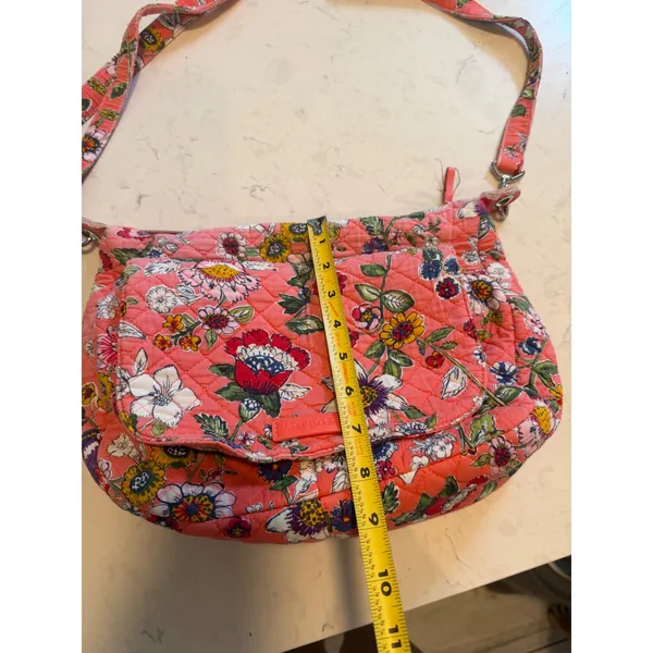 Vera Bradley Pink Floral Quilted Cotton Crossbody Bag Adjustable Strap Messenger - Image 2