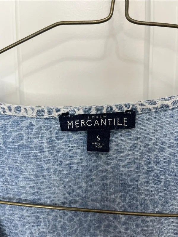 J. Crew Light Blue Denim Floral Printed Faux Wrap Mini Dress - Size Small - Image 14